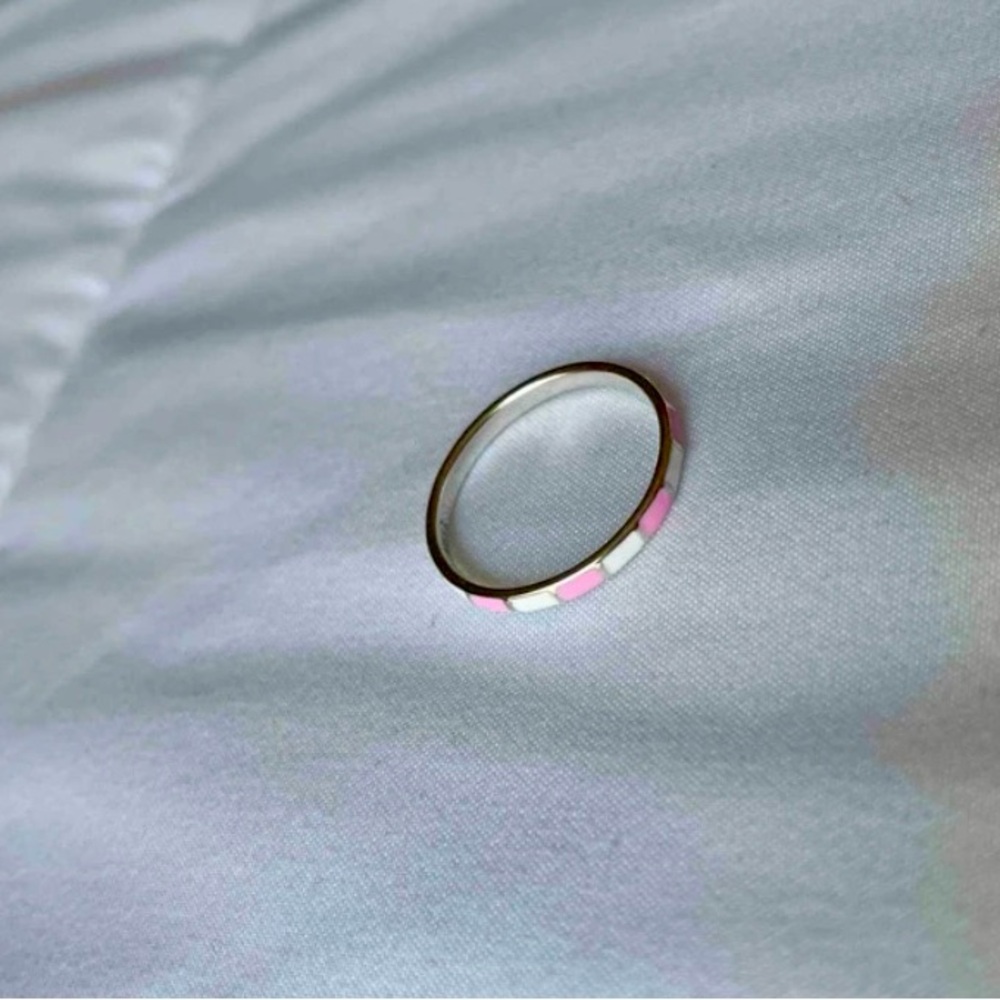 🆕 Stamped S925 Sterling Pink and White Pastel Band Ring -Size 7 - Picture 12 of 13